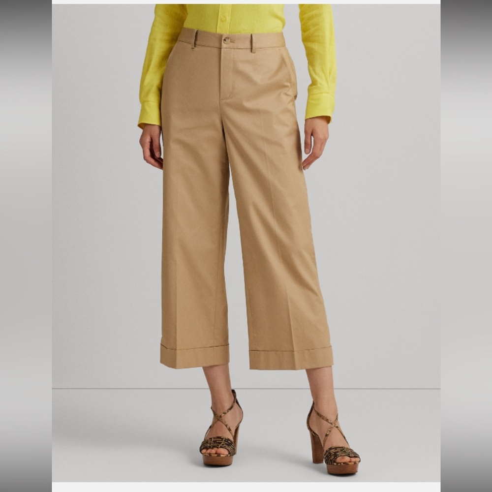 Ralph Lauren Tan Cropped Wide-Leg Pants
